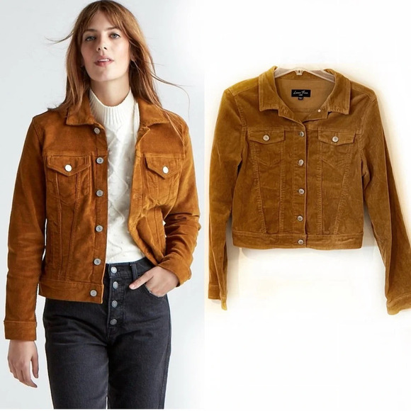 Corduroy Trucker Jacket Tan Cropped Crop Large Love Tree Boho L Western Cowgirl - Picture 1 of 10